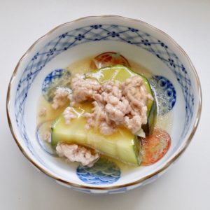 モロヘイヤとそぼろの冷やしそば